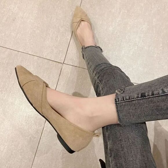 ANNE KLEIN POINTED TOE CRISSCROSS DOUBLE STRAP SLIP-ON WOMEN"S FLAT SHOE - Picture 1 of 16